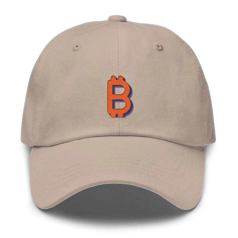 ₿ embroidered dad cap in Stone